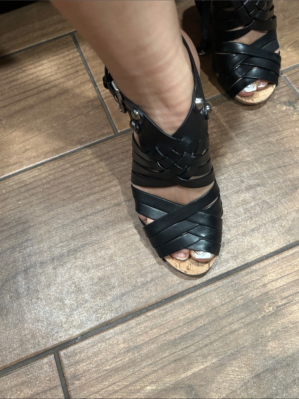 Coach Women's Black Strappy Wedge Sandals